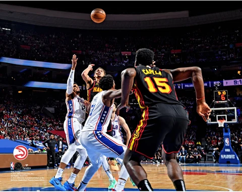 Trae Young Atlanta Hawks UnSigned 2021 Conference Semis Ally-oop Pass Photo Cover