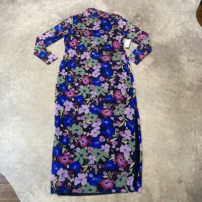 Vestido BAR III para mujer 0X cuello falso malla midi floral colorido abertura lateral sin forro Foto 1 de 4