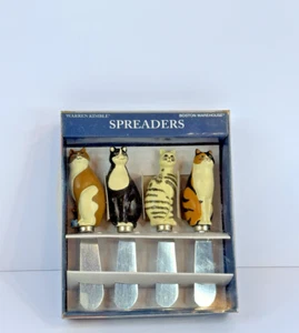 Boston Warehouse Warren Kimble Arte Popular Gatos Juego de 4 Esparcidores de Cuchillos de Queso - Imagen 1 de 4