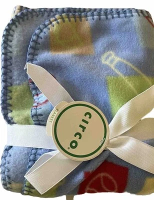 Manta de bebé Circo 2007 Target azul polar borde de puntada deportiva NUEVA Foto 1 de 4