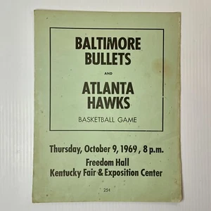 1969 Program Baltimore Bullets vs Atlanta Hawks w/ unused scorecard - Picture 1 of 9