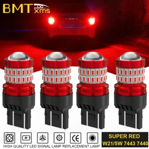 4x 7443 7440 LED Red Brake Tail Stop Light Bulbs for Subaru Impreza 2002-2016 - Picture 1 of 12