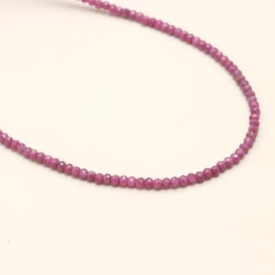 Natural Ruby Faceted Round Gemstone Beaded Minimalist Women Choker Necklaces 24" - Image 1 of 4