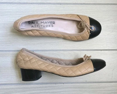 Paul Mayer Attitudes TITOU BLOCK TACÓN Puntera Acolchada Desnudo/Negro Tacón 7.5 B Foto 1 de 4