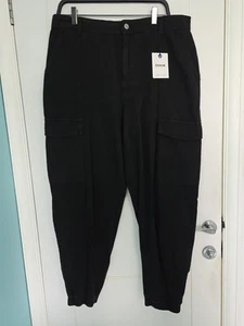 New Look Black Denim Straight Leg Cargo Trousers, Size 16 - Picture 1 of 9