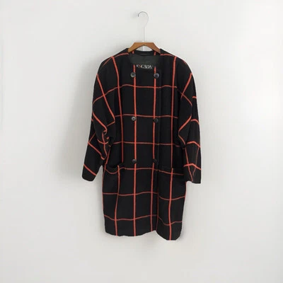 Vintage Escada By Margaretha Ley  Coat Size 38 Alpaca And Wool Black/Red - Image 1 of 4