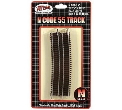 N Code 55 Nickel Silver 21.25" Radius Half Curve Track (6) Atlas Trains - Image 1 of 2
