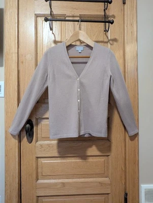 Pure Collection sz 8-10 100% Cashmere Button Cardigan Sweater Dusty Rose Mauve - Image 1 of 4