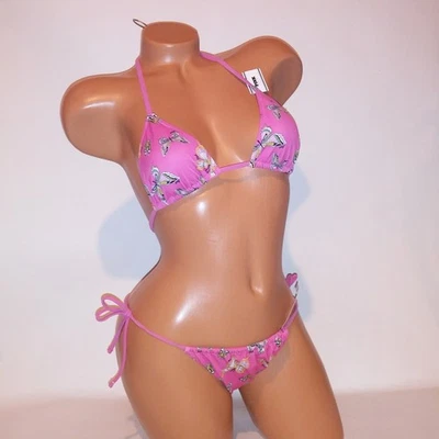 Bikini de natación Victoria Secret ROSA parte superior e inferior rosa mariposa cuerda corbata nuevo Foto 1 de 4
