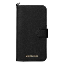 Michael Kors Black Saffiano Leather Folio Phone Case for Samsung Galaxy S8