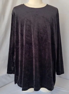 Camisa manga larga Liz Baker Essentials terciopelo negro mujer 2XL Foto 1 de 4