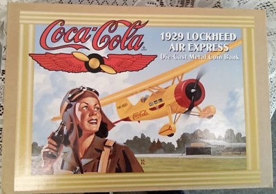 ERTL Coca Cola 1929 Lockheed Air Express Plane Diecast Metal Coin Bank - Image 1 of 4