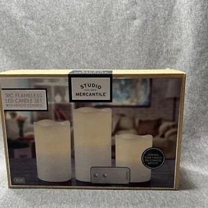 Studio Mercantile 3pc Flameless LED Candle Set with Remote Control - Picture 1 of 10
