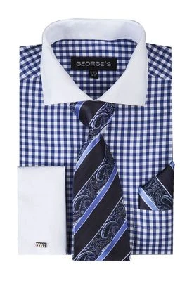 George's  Men's Stylist Clean Contrast Color 3 Pieces Set French Cuff Style SG40 - Image 1 of 2