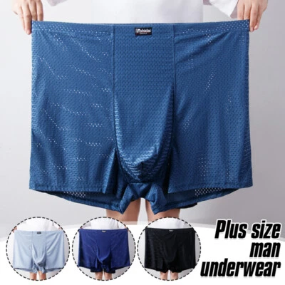 1PCS 70-210KG Plus Size Men's Mesh Ice Silk Breathable Summer Intimate Boxers - Image 1 of 4
