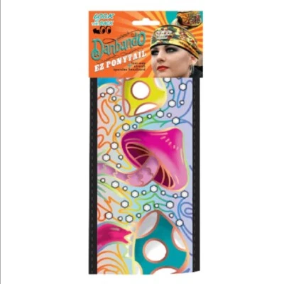 Tie Dye Mushroom Swirls Danbando Rhinestones Biker Headband Bandanna Head Wrap — 第 1/4 张图片