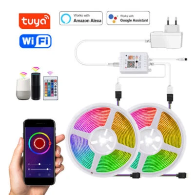 Tuya 5050 RGB Smart WiFi LED Light Strip Voice Control Remote APP Dimmable 24Key - Image 1 of 4