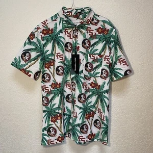 Tellum + Chop Mens L Florida State Seminoles FSU Floral Hawaiian Button Up Shirt - Picture 1 of 10
