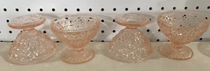 4 Vintage Jeannette Holiday Buttons Bows Pink Depression Glass Sherbert Rays - Picture 1 of 8