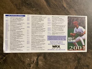 2001 Scranton/Wilkes-Barre Red Barons Pocket Schedule - Picture 1 of 2