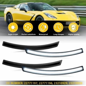 Fit 2014-2019 Chevy Corvette Smoked C7 White LED Front & Rear Side Marker Lights - Picture 1 of 14