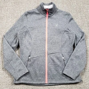 Spyder Jacket Womens Large Gray Core Sweater Full Zip Fleece - Picture 1 of 9