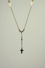 14K Tri-Color Gold Rosary Religious 16.5" Necklace 2.8 Grams (NEC5435)