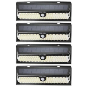 4 Pack 120 LED Solar Power Motion Sensor Wall Light Outdoor Garden Lamp Black - Picture 1 of 12