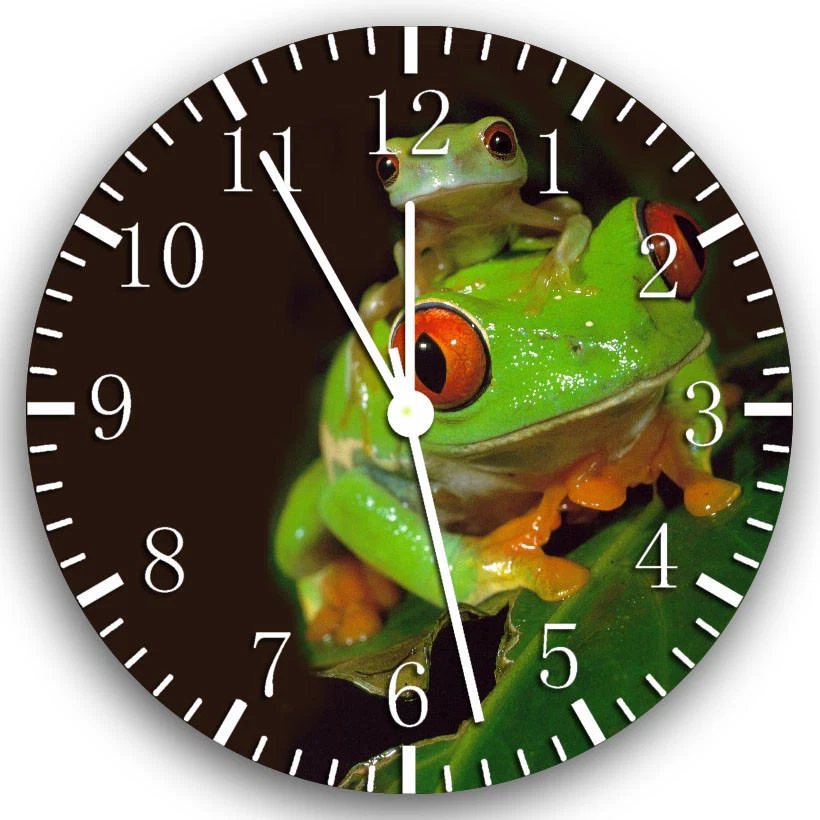 Cute Green Frog Frameless Borderless Wall Clock Nice For Gifts or Decor X22 - Image 1 of 1
