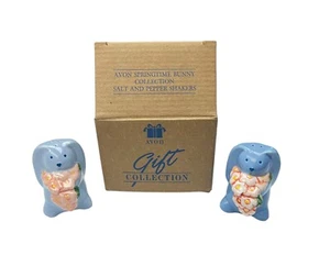 Avon Springtime Easter Bunny Collection Ceramic Salt Pepper Shakers New Vtg - Picture 1 of 8
