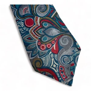 Gino Pompeii Necktie Multicolored Abstract 55'' Long x 4'' Wide Silk - Picture 1 of 7