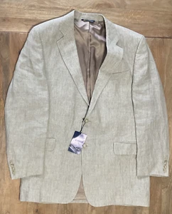 Paul Fredrick 100% Linen Sport Coat Jacket Mens Size 41L Beige Travel Blazer - Picture 1 of 15