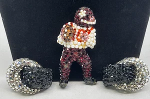 Vintage 1966-1983 RICHARD KERR Rhinestone Brooch and Clip On Earrings - Picture 1 of 20