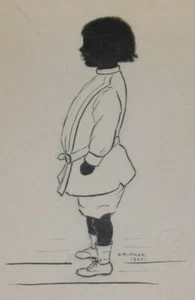 Antique Silhouette Drawing Of Standing Child - S.R. Knox - 1901 - Picture 1 of 7