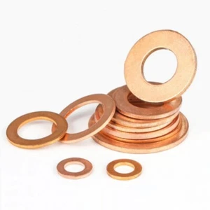 Solid Copper Sealing Washers Metric Rings Flat Gasket M3M4M5M6M8M10M12M14M16~M60 - Picture 1 of 9