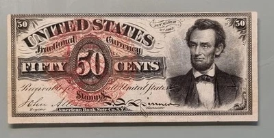 50 Cents Fractional Currency 4th Issue Abraham Lincoln High Grade AU - UNC 96350 - Image 1 of 2