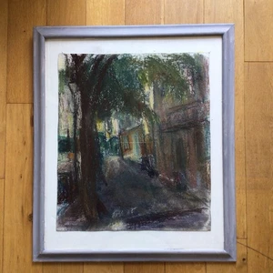 Contemporary Oil Pastel Impressionist Drawing Of A Landscape On Fabric Canvas - Picture 1 of 14