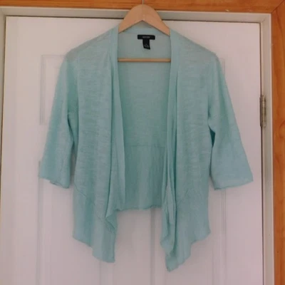 Alfani Women's Linen Blend Size M Green Cardigan Sweater Open Front - Image 1 of 4