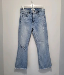 LOFT 6 (28) High Waist Flare Crop Women’s Jeans Distressed Light Wash Frayed Hem - Picture 1 of 6