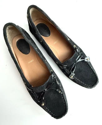Clarks Mujer Mocassin Flat Dunbar Cruiser Ante Negro Talla 7.5N Lazos Accent Foto 1 de 4