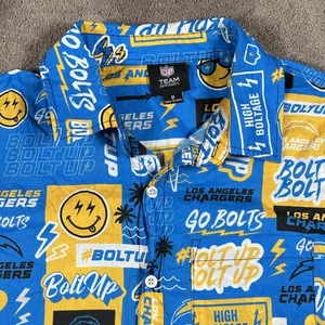 Camisa Hawaiana Los Angeles Chargers Para Hombres Mediana Azul Amarillo NFL Fútbol Botón - Imagen 1 de 8