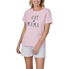 Brilliant Basics Women's Cat Mama Print Knit Pyjama Set - Pink Nectar