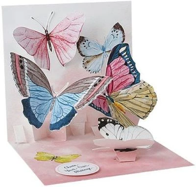 Any Occasion Greeting Card Watercolor Butterflies 3D Pop Up Card Up With Paper - Image 1 of 4