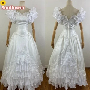 Vestidos de novia vintage años 80 metálicos organza y bordados línea A vestidos de novia - Imagen 1 de 13