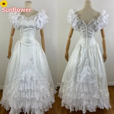 Vestidos de novia vintage años 80 metálicos organza y bordados línea A vestidos de novia Foto 1 de 4