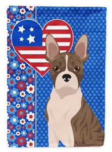 Brindle Boston Terrier USA American Flag Canvas House Size WDK5143CHF - Picture 1 of 3