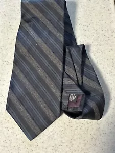 Structure Men's Necktie-Tie-Fashion Accessory-Silk And WoolGray And Blue Striped - Picture 1 of 7