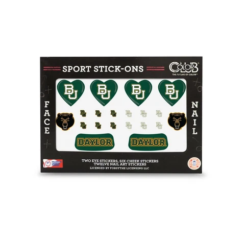 Baylor Bears Face and Nail Tattoos-Color Club College Sport Stick On's Cover
