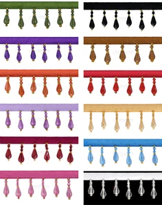 Nastro corallo 35 mm / 10 m nastro ornamentale colore a scelta perle nastro decorativo corallo cristallo - Foto 1 di 13