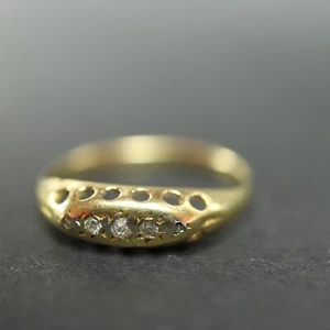 Vintage 18kt Gelbgold Diamant Zigeuner Ring 5 Steine - Bild 1 von 10